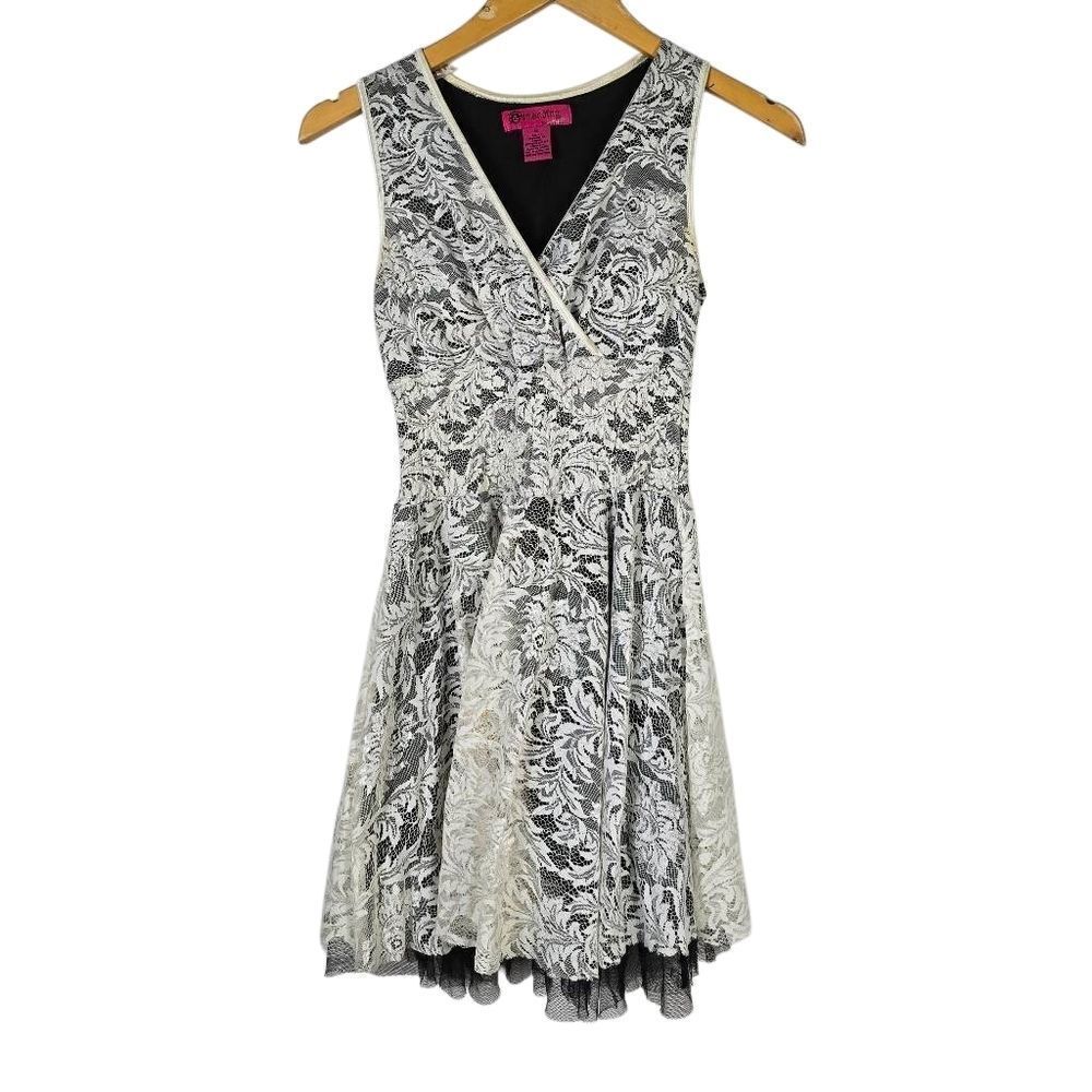Demanding Black and White Lace Mini Dress